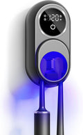 UV Toothbrush Sanitizer Holder, Auto-Sensor Wall-Mount Tooth Brush Cleaner with Heated Drying, 2 Slots LED Smart Screen for Bathroom (Black